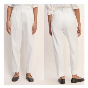 Womens Everlane White Cropped Pleated Trousers Size 10 EUC!